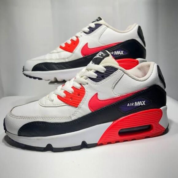 Nike Air Max 90 Leather White Bright Crimson Shoes Size 5.5 Youth or 7 Women main image 5